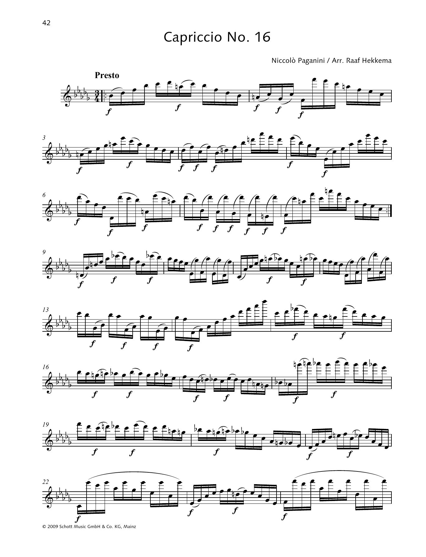 Niccolo Paganini Capriccio No. 16 Sheet Music Notes & Chords for Woodwind Solo - Download or Print PDF