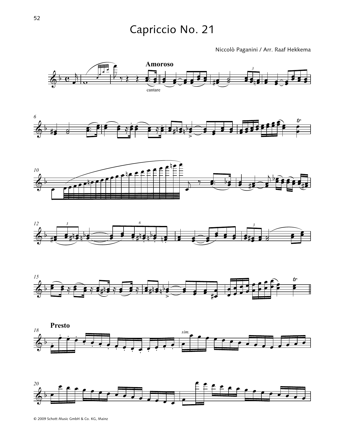 Niccolo Paganini Capriccio No. 21 Sheet Music Notes & Chords for Woodwind Solo - Download or Print PDF