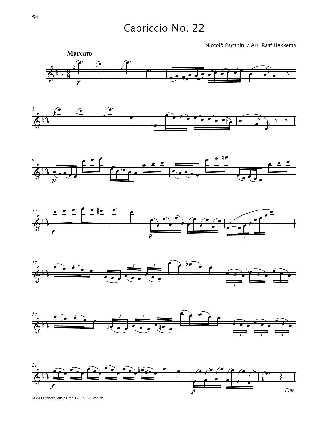 Niccolo Paganini Capriccio No. 22 Sheet Music Notes & Chords for Woodwind Solo - Download or Print PDF