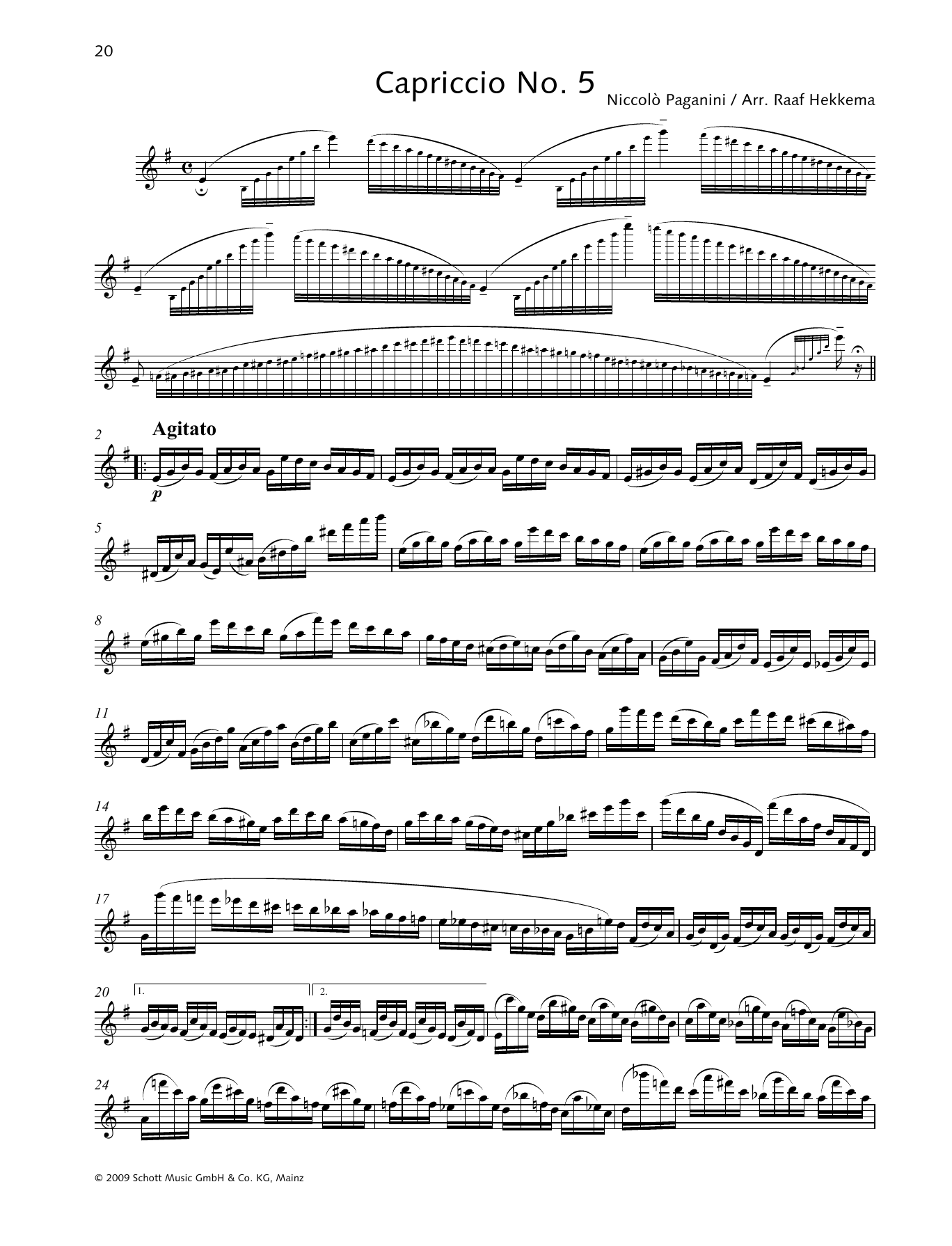 Niccolo Paganini Capriccio No. 5 Sheet Music Notes & Chords for Woodwind Solo - Download or Print PDF
