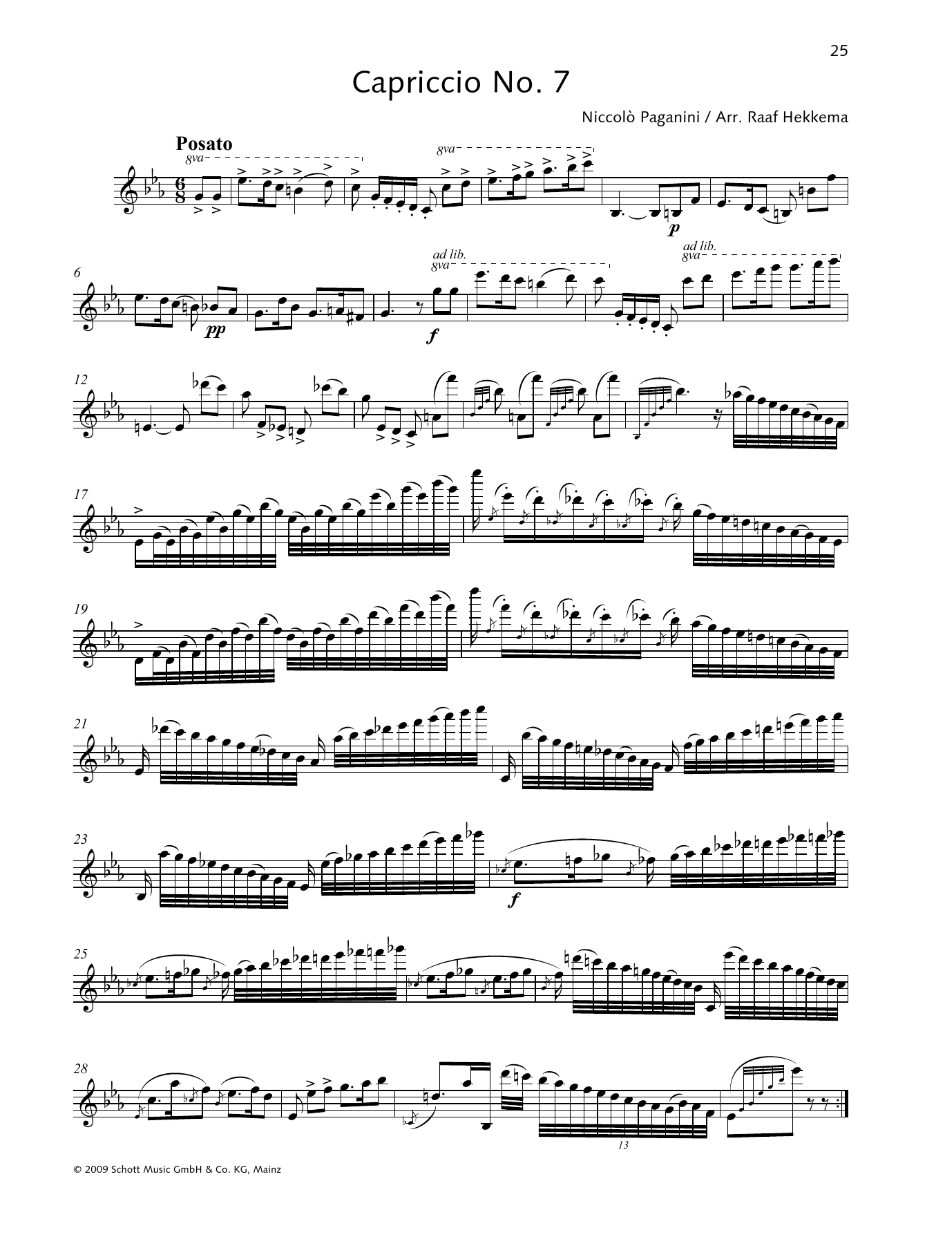 Niccolo Paganini Capriccio No. 7 Sheet Music Notes & Chords for Woodwind Solo - Download or Print PDF