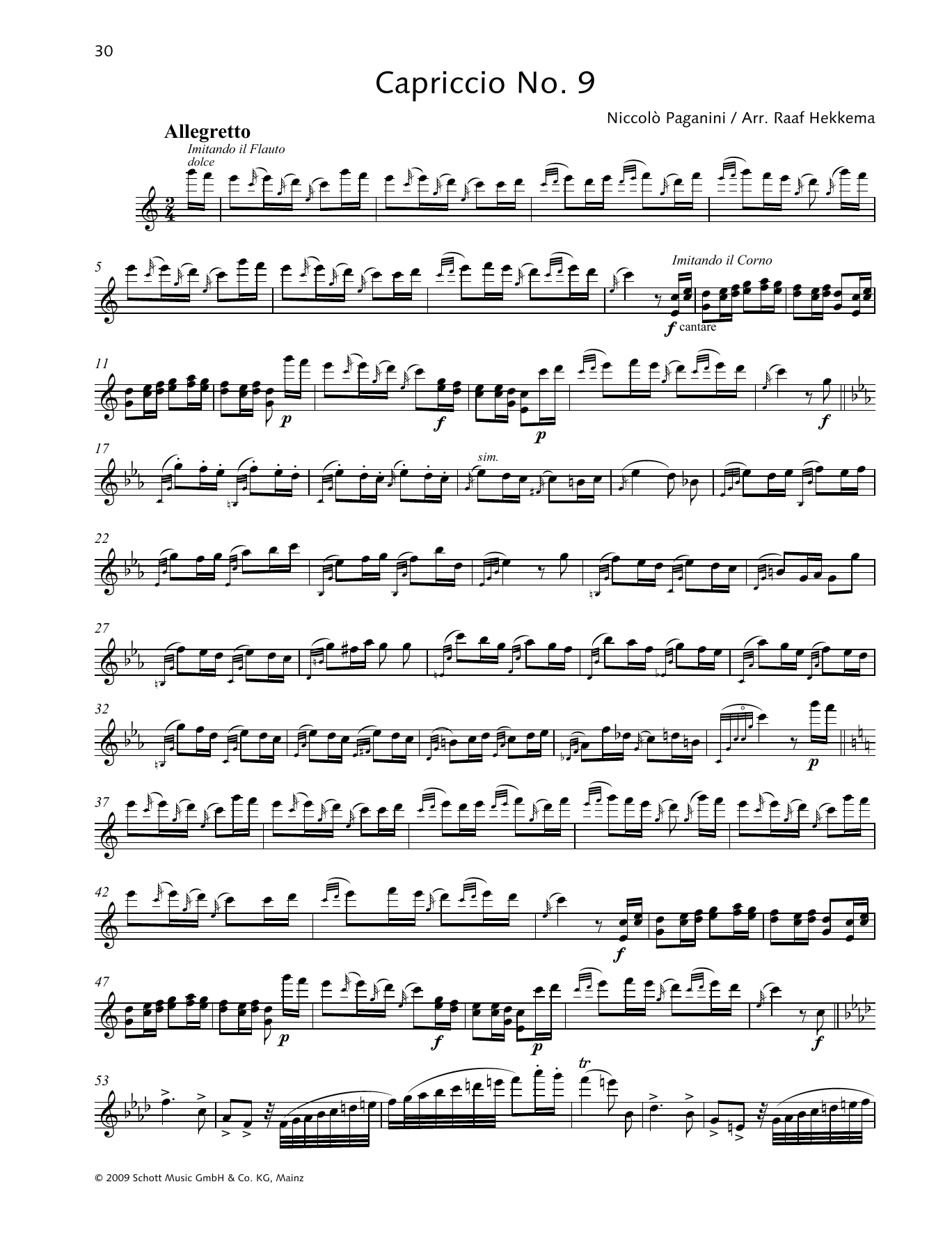 Niccolo Paganini Capriccio No. 9 Sheet Music Notes & Chords for Woodwind Solo - Download or Print PDF