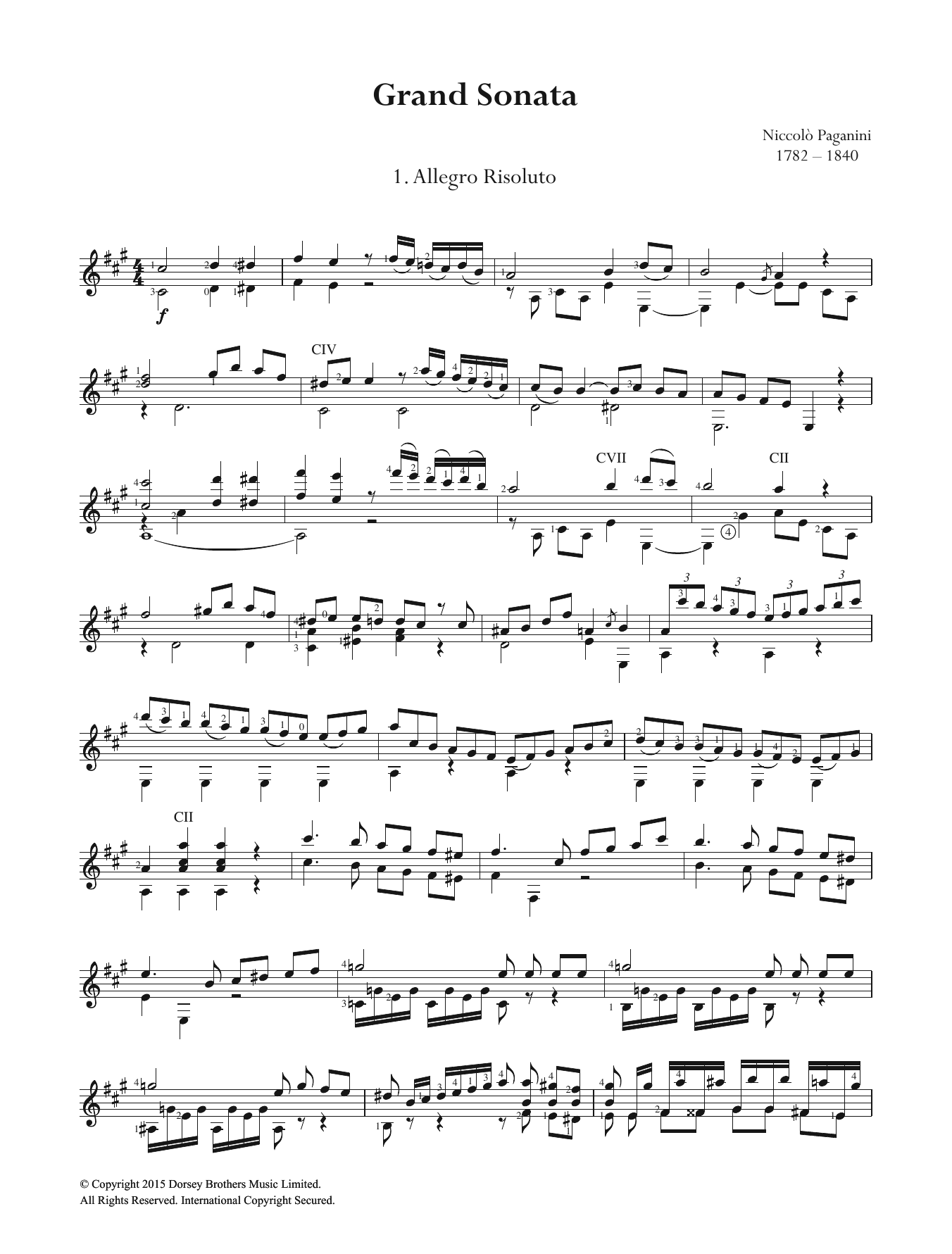 Niccolo Paganini Grand Sonata Sheet Music Notes & Chords for Guitar - Download or Print PDF