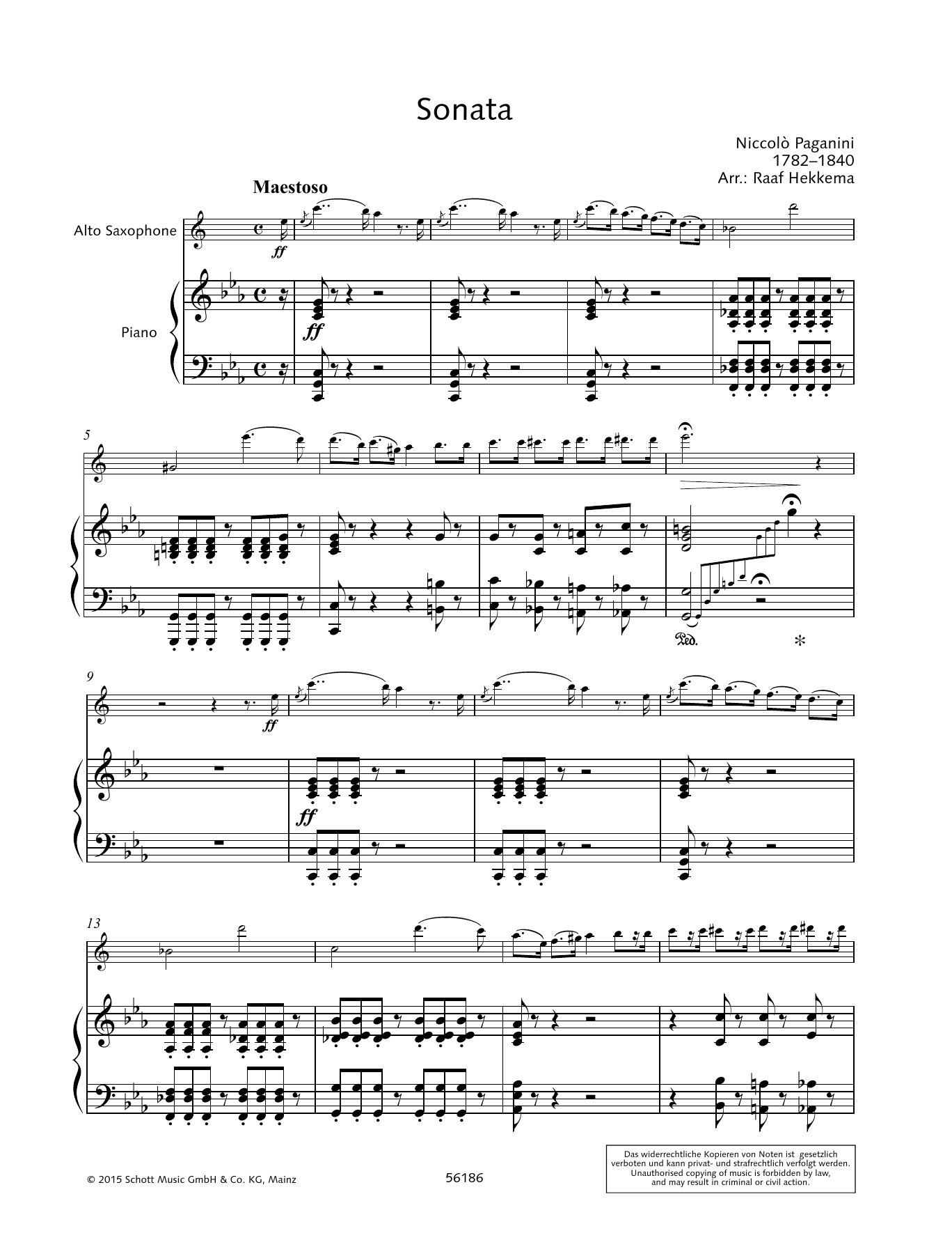 Niccolo Paganini Sonata Sheet Music Notes & Chords for Woodwind Solo - Download or Print PDF