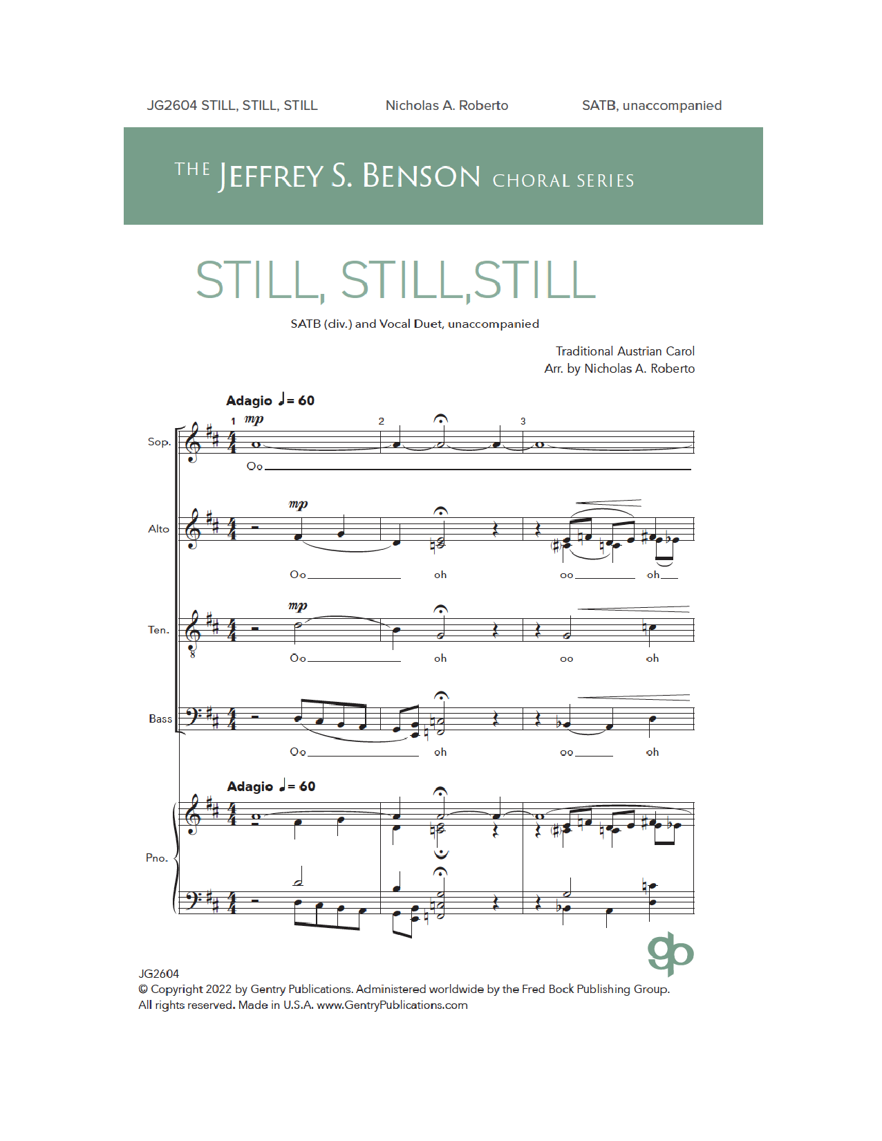Nicholas A. Roberto Still, Still, Still Sheet Music Notes & Chords for SATB Choir - Download or Print PDF