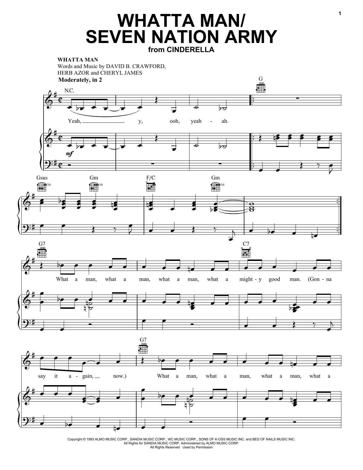 Nicholas Galitzine Whatta Man / Seven Nation Army (from the Amazon Original Movie Cinderella) Sheet Music Notes & Chords for Piano, Vocal & Guitar (Right-Hand Melody) - Download or Print PDF