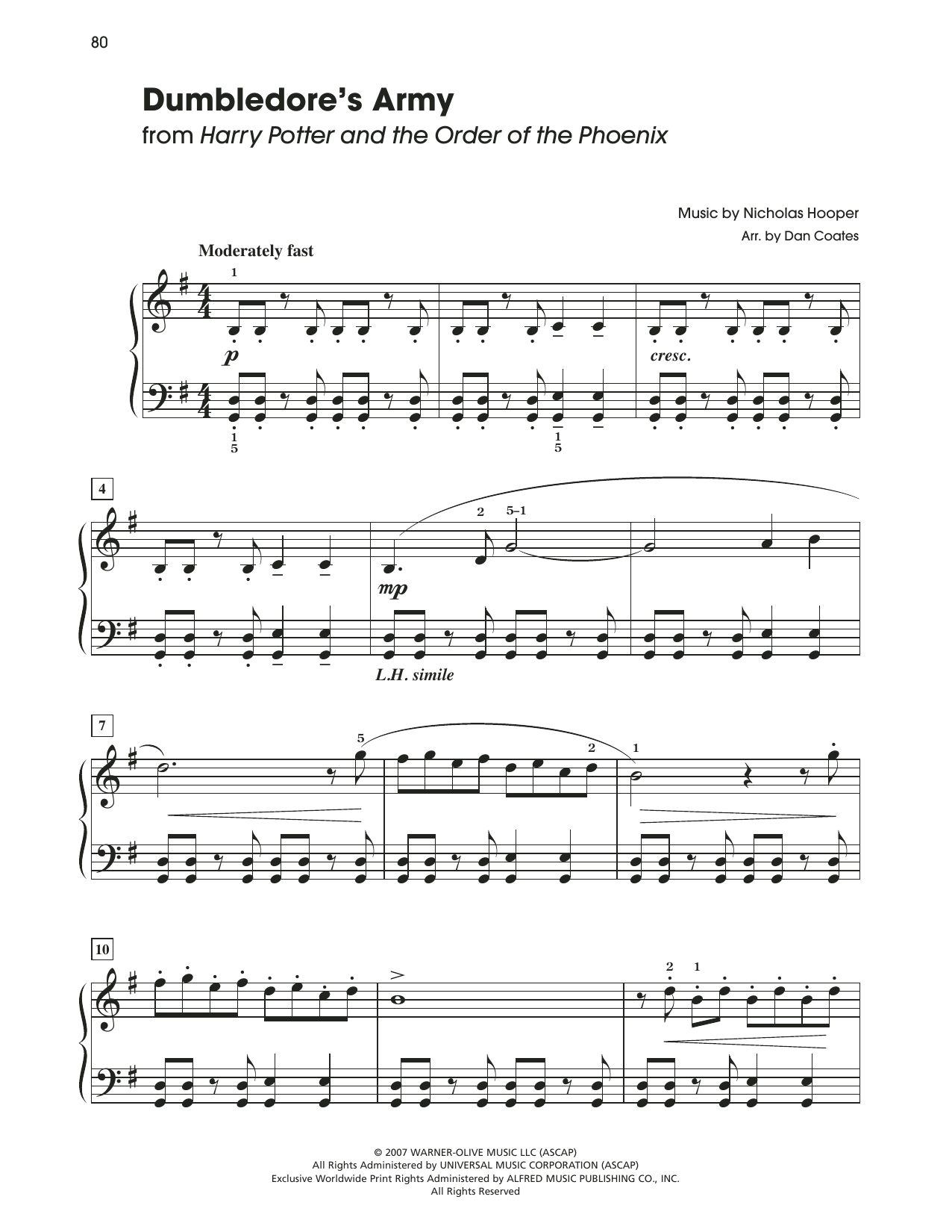 Nicholas Hooper Dumbledore's Army (from Harry Potter) (arr. Dan Coates) Sheet Music Notes & Chords for Easy Piano - Download or Print PDF