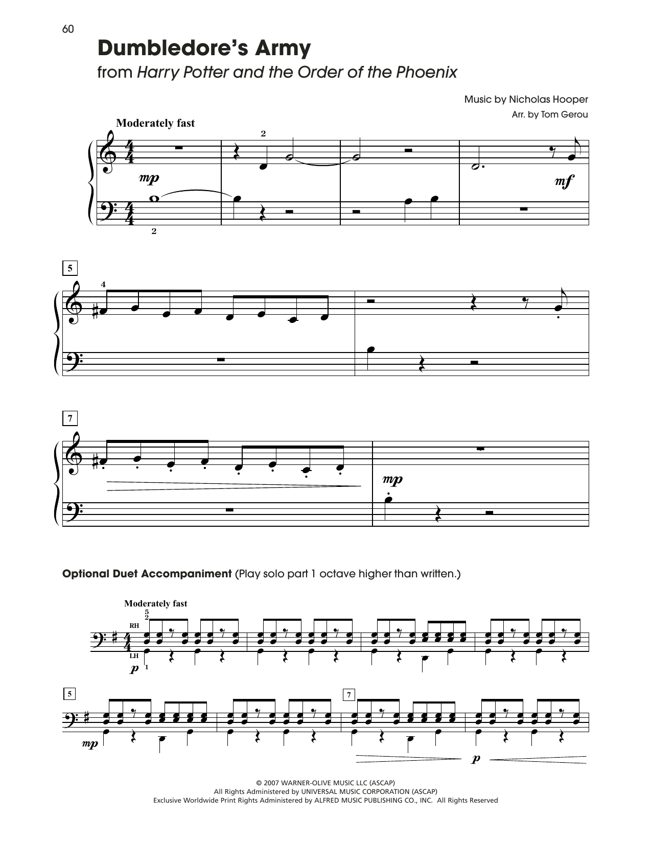 Nicholas Hooper Dumbledore's Army (from Harry Potter) (arr. Tom Gerou) Sheet Music Notes & Chords for 5-Finger Piano - Download or Print PDF
