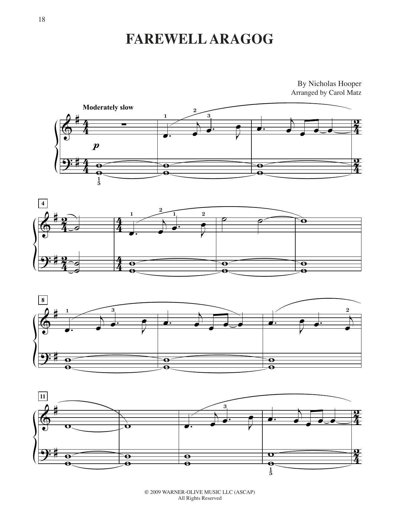 Nicholas Hooper Farewell Aragog (from Harry Potter) (arr. Carol Matz) Sheet Music Notes & Chords for Big Note Piano - Download or Print PDF