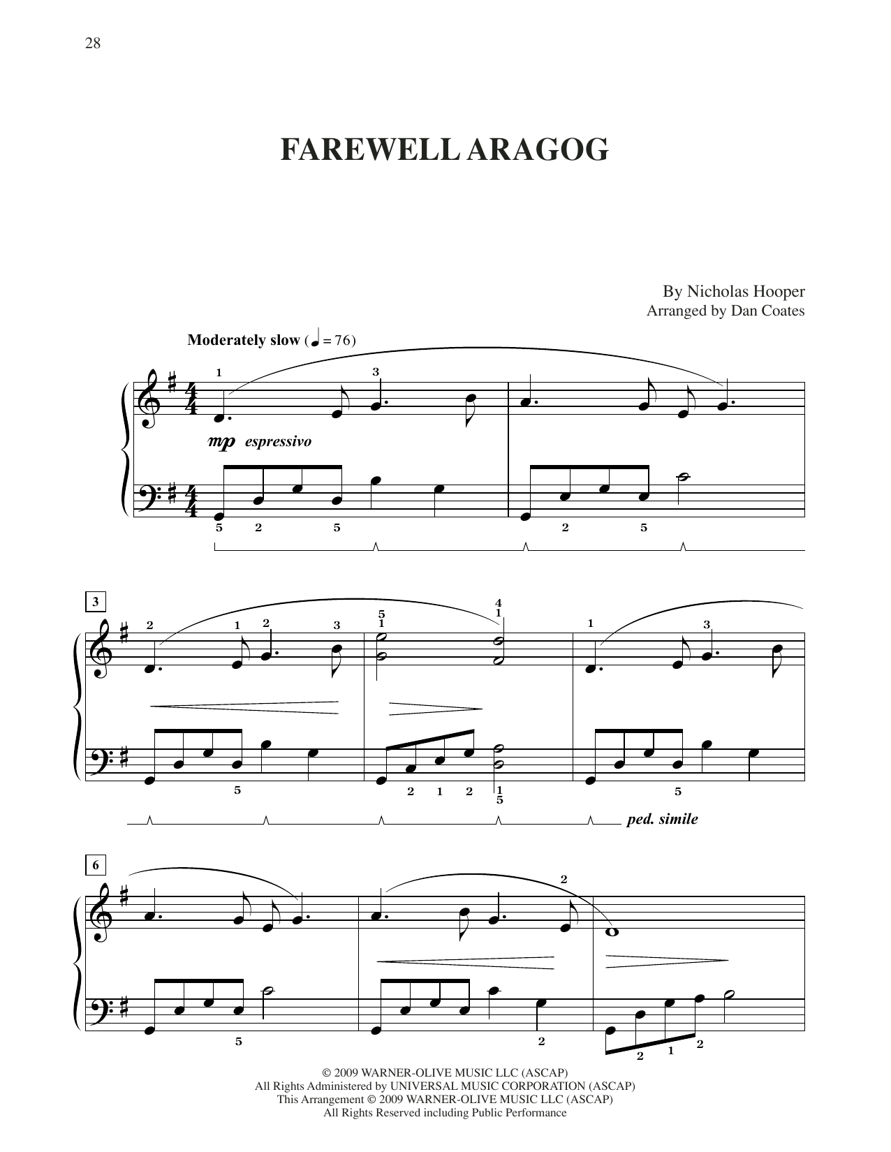 Nicholas Hooper Farewell Aragog (from Harry Potter) (arr. Dan Coates) Sheet Music Notes & Chords for Easy Piano - Download or Print PDF