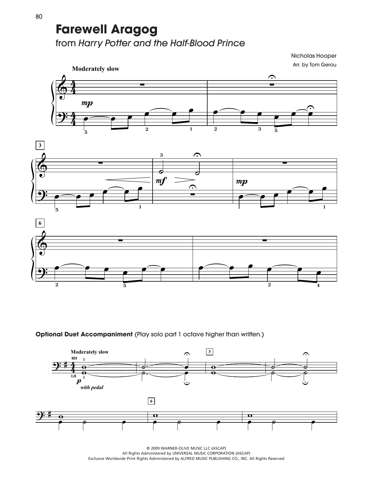 Nicholas Hooper Farewell Aragog (from Harry Potter) (arr. Tom Gerou) Sheet Music Notes & Chords for 5-Finger Piano - Download or Print PDF