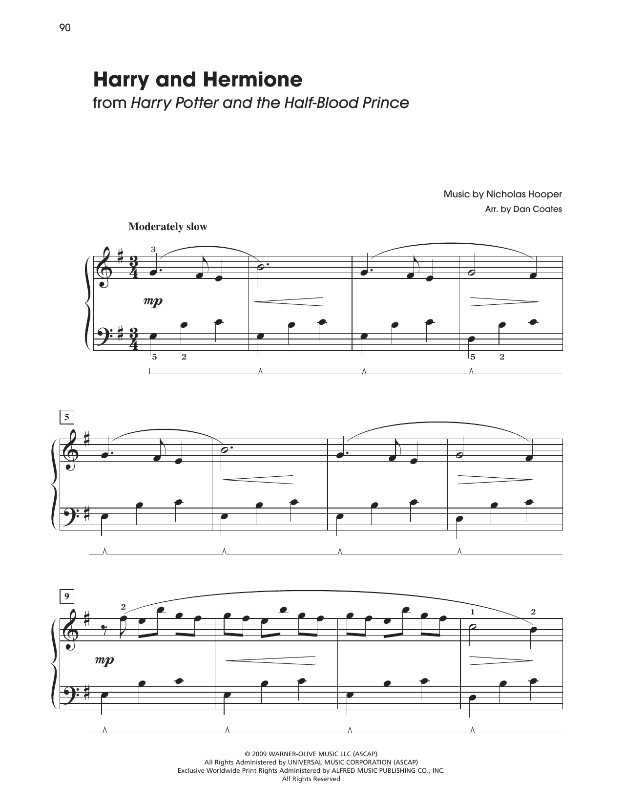 Nicholas Hooper Harry & Hermione (from Harry Potter And The Half-Blood Prince) Sheet Music Notes & Chords for Easy Piano - Download or Print PDF