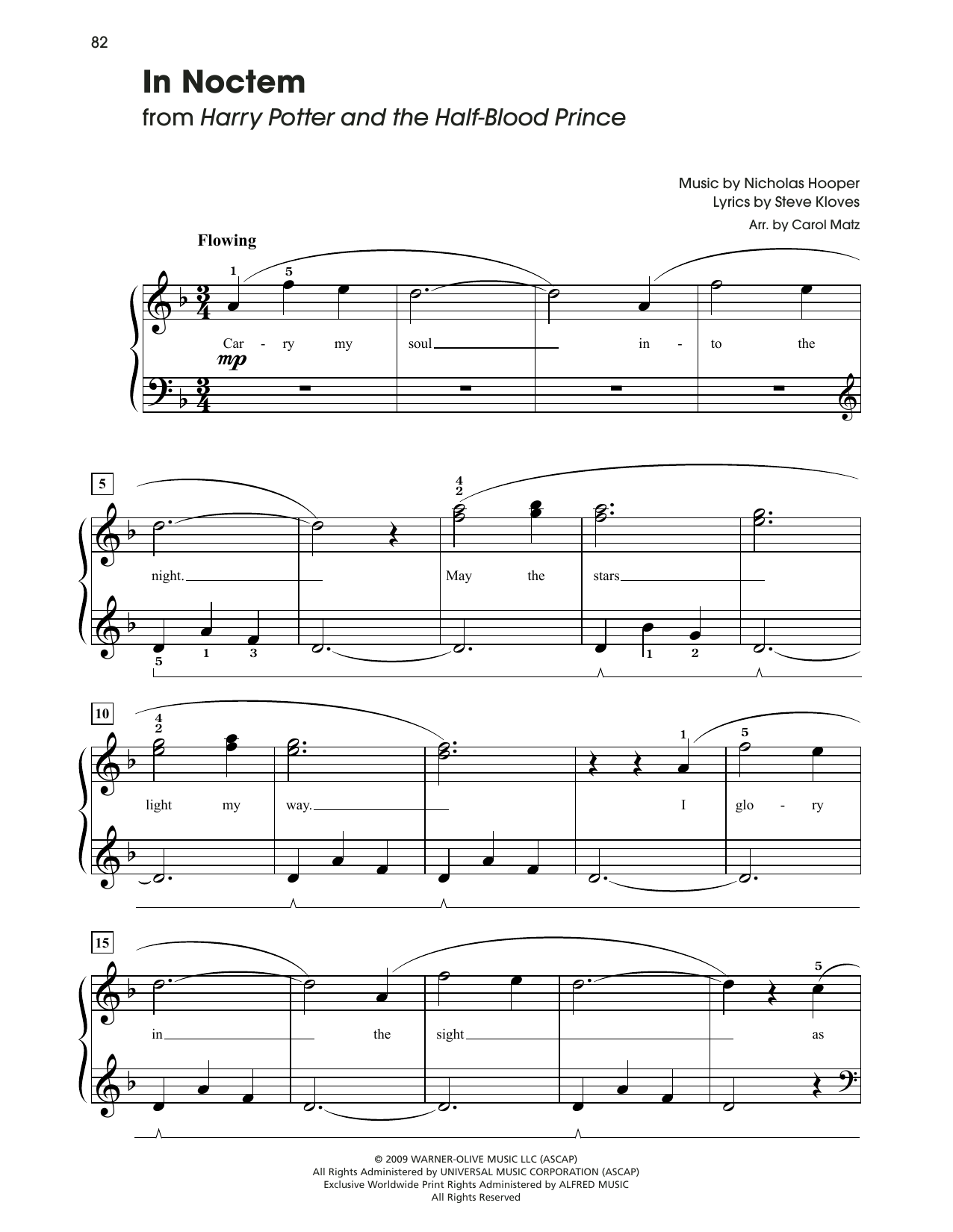 Nicholas Hooper In Noctem (from Harry Potter And The Half-Blood Prince) (arr. Carol Matz) Sheet Music Notes & Chords for Big Note Piano - Download or Print PDF