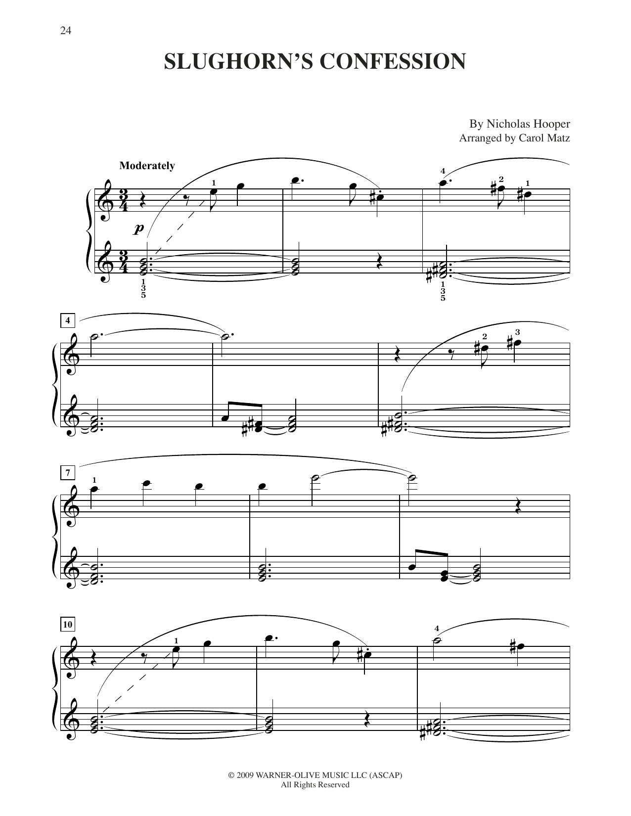 Nicholas Hooper Slughorn's Confession (from Harry Potter) (arr. Carol Matz) Sheet Music Notes & Chords for Big Note Piano - Download or Print PDF