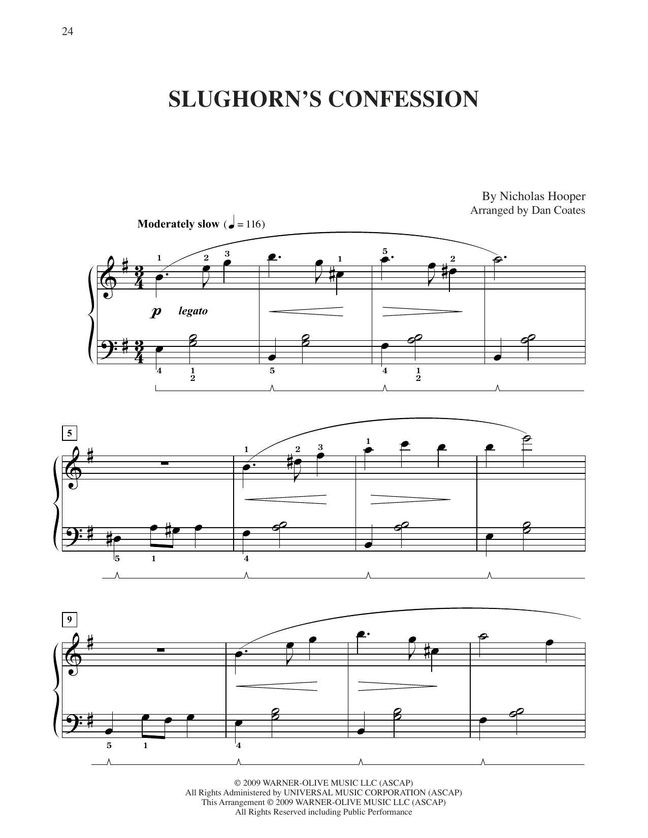 Nicholas Hooper Slughorn's Confession (from Harry Potter) (arr. Dan Coates) Sheet Music Notes & Chords for Easy Piano - Download or Print PDF