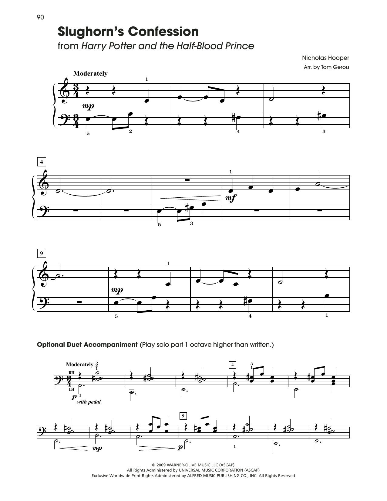 Nicholas Hooper Slughorn's Confession (from Harry Potter) (arr. Tom Gerou) Sheet Music Notes & Chords for 5-Finger Piano - Download or Print PDF