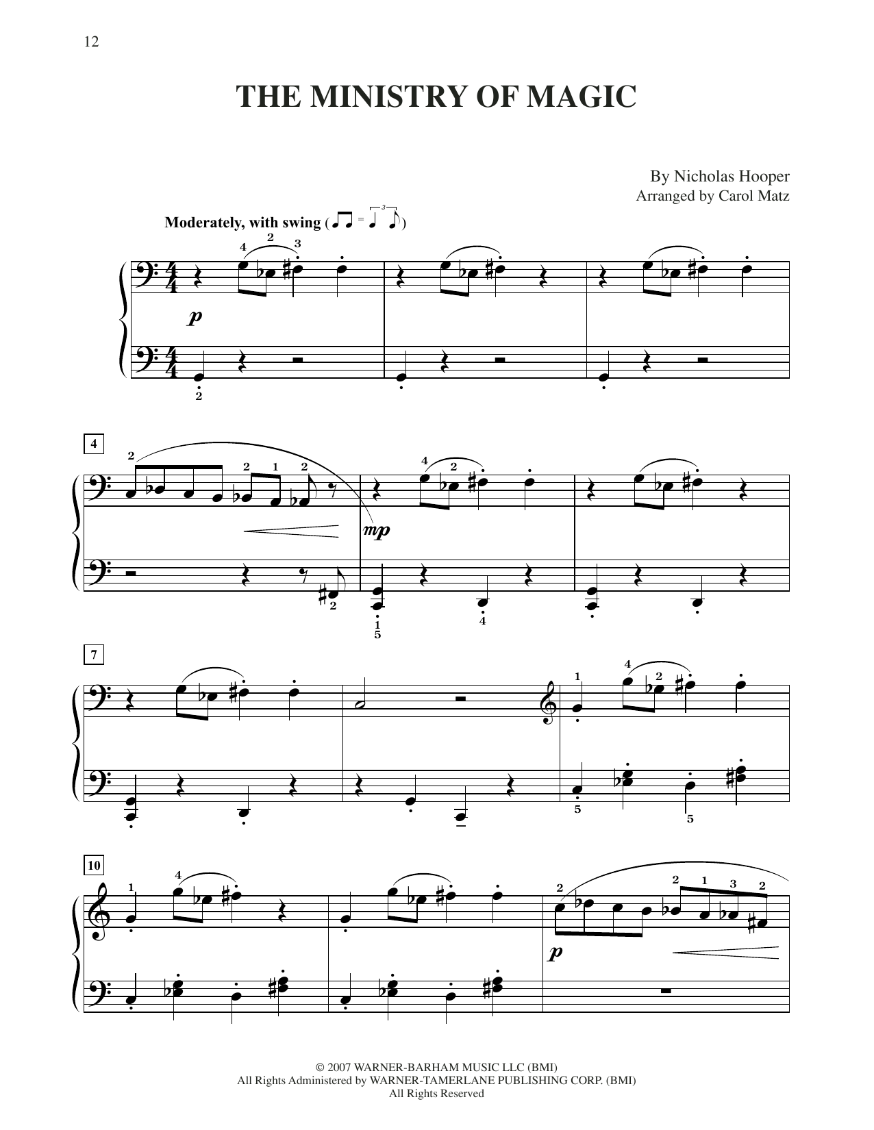 Nicholas Hooper The Ministry Of Magic (from Harry Potter) (arr. Carol Matz) Sheet Music Notes & Chords for Big Note Piano - Download or Print PDF