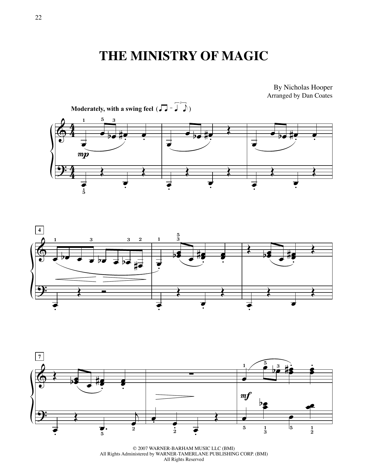 Nicholas Hooper The Ministry Of Magic (from Harry Potter) (arr. Dan Coates) Sheet Music Notes & Chords for Easy Piano - Download or Print PDF