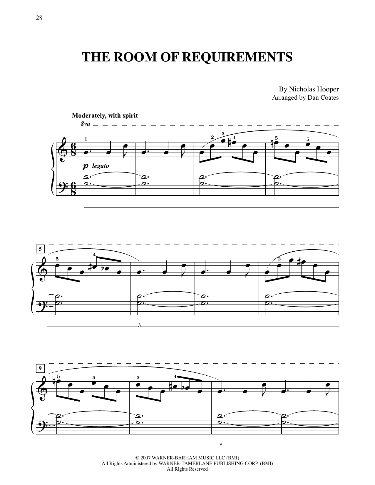 Nicholas Hooper The Room Of Requirements (from Harry Potter) (arr. Dan Coates) Sheet Music Notes & Chords for Easy Piano - Download or Print PDF