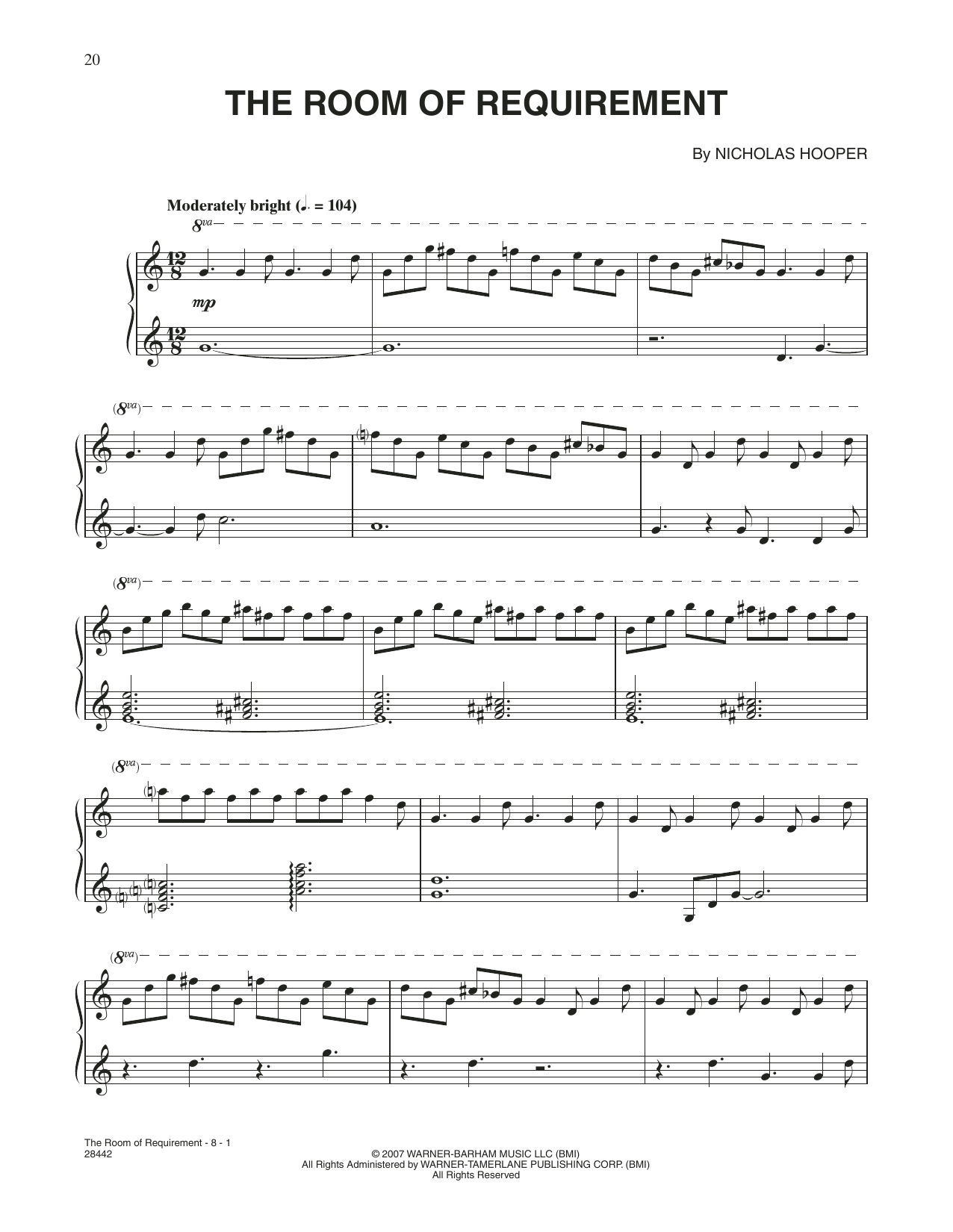 Nicholas Hooper The Room Of Requirements (from Harry Potter) Sheet Music Notes & Chords for Piano Solo - Download or Print PDF