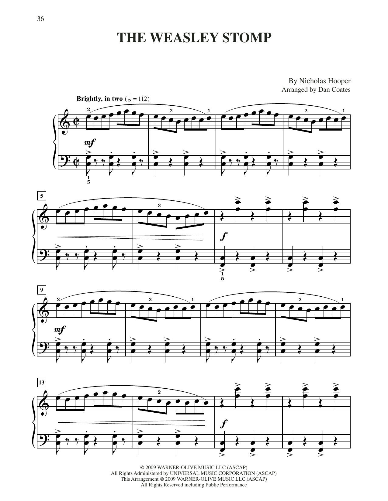 Nicholas Hooper The Weasley Stomp (from Harry Potter) (arr. Dan Coates) Sheet Music Notes & Chords for Easy Piano - Download or Print PDF