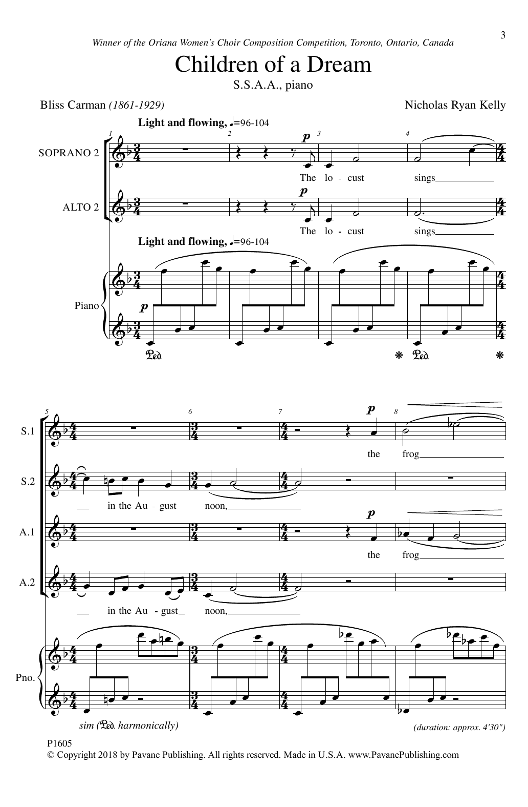 Nicholas Kelly Children Of A Dream Sheet Music Notes & Chords for SSA Choir - Download or Print PDF