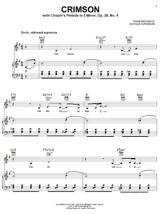 Nichole Nordeman Crimson Sheet Music Notes & Chords for Piano, Vocal & Guitar (Right-Hand Melody) - Download or Print PDF Nichole Nordeman Crimson Sheet Music Notes & Chords for Piano, Vocal & Guitar (Right-Hand Melody) - Download or Print PDF