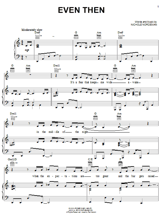 Nichole Nordeman Even Then Sheet Music Notes & Chords for Piano, Vocal & Guitar (Right-Hand Melody) - Download or Print PDF