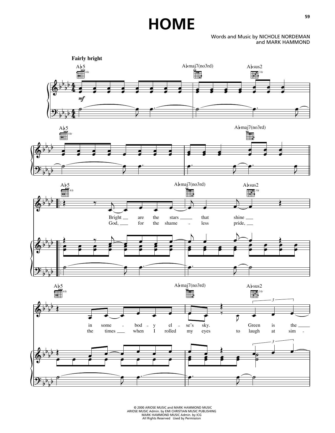 Nichole Nordeman Home Sheet Music Notes & Chords for Piano, Vocal & Guitar Chords (Right-Hand Melody) - Download or Print PDF
