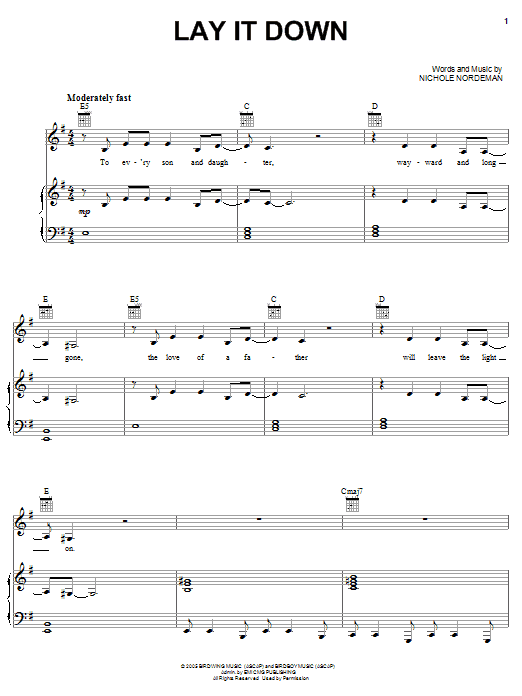 Nichole Nordeman Lay It Down Sheet Music Notes & Chords for Piano, Vocal & Guitar (Right-Hand Melody) - Download or Print PDF Nichole Nordeman Lay It Down Sheet Music Notes & Chords for Piano, Vocal & Guitar (Right-Hand Melody) - Download or Print PDF
