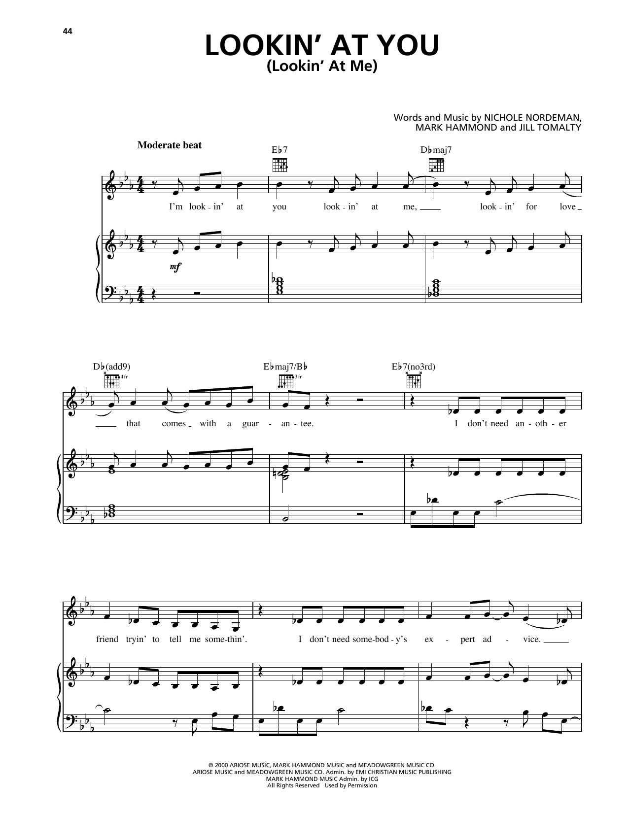 Nichole Nordeman Lookin' At You (Lookin' At Me) Sheet Music Notes & Chords for Piano, Vocal & Guitar Chords (Right-Hand Melody) - Download or Print PDF