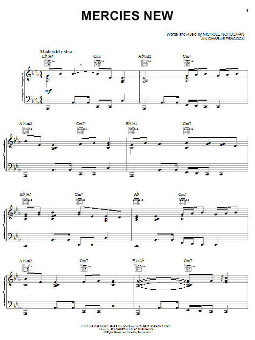 Nichole Nordeman Mercies New Sheet Music Notes & Chords for Piano, Vocal & Guitar (Right-Hand Melody) - Download or Print PDF