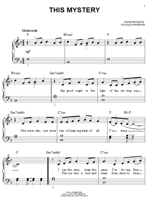 Nichole Nordeman This Mystery Sheet Music Notes & Chords for Lead Sheet / Fake Book - Download or Print PDF