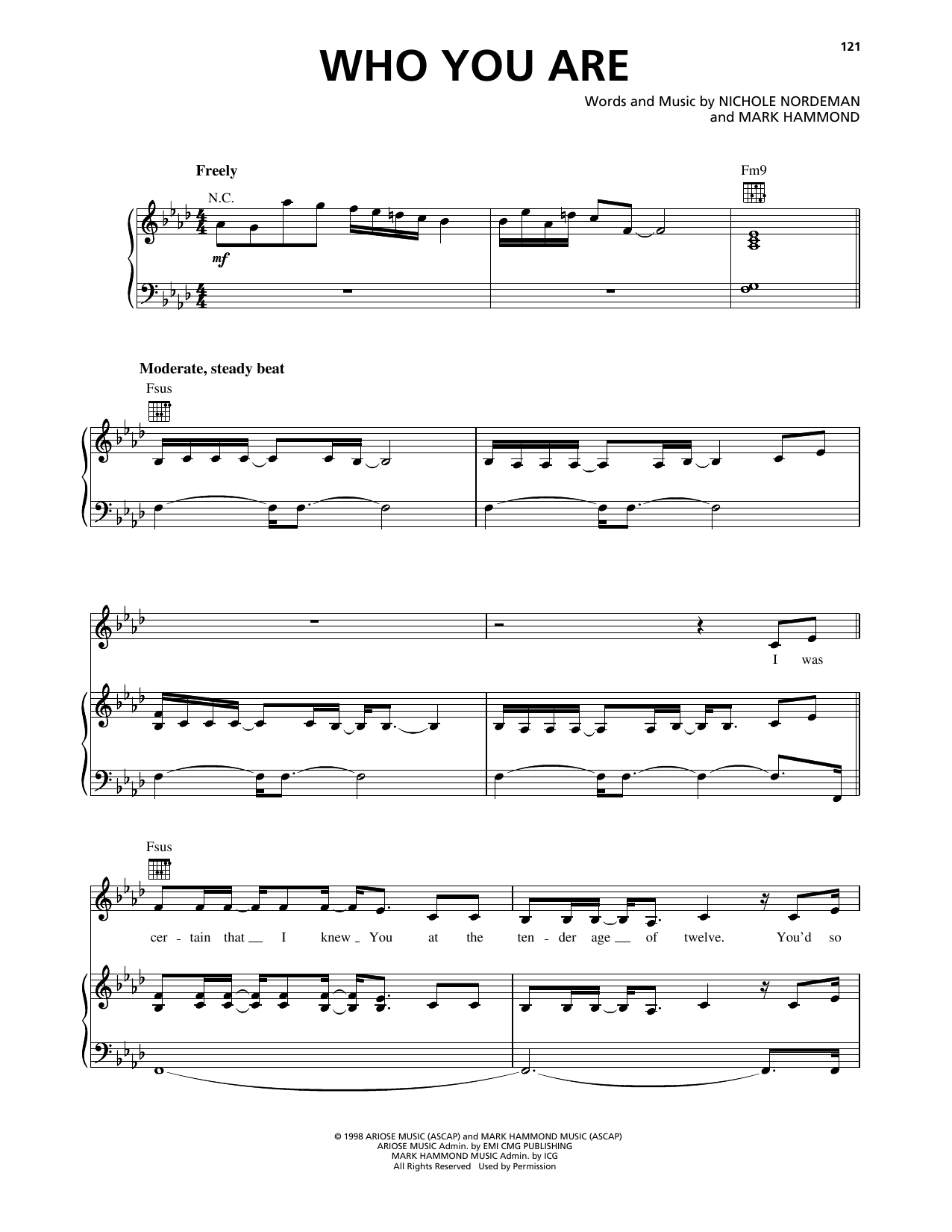Nichole Nordeman Who You Are Sheet Music Notes & Chords for Piano, Vocal & Guitar Chords (Right-Hand Melody) - Download or Print PDF Nichole Nordeman Who You Are Sheet Music Notes & Chords for Piano, Vocal & Guitar Chords (Right-Hand Melody) - Download or Print PDF