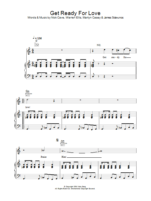Nick Cave Get Ready For Love Sheet Music Notes & Chords for Piano, Vocal & Guitar - Download or Print PDF