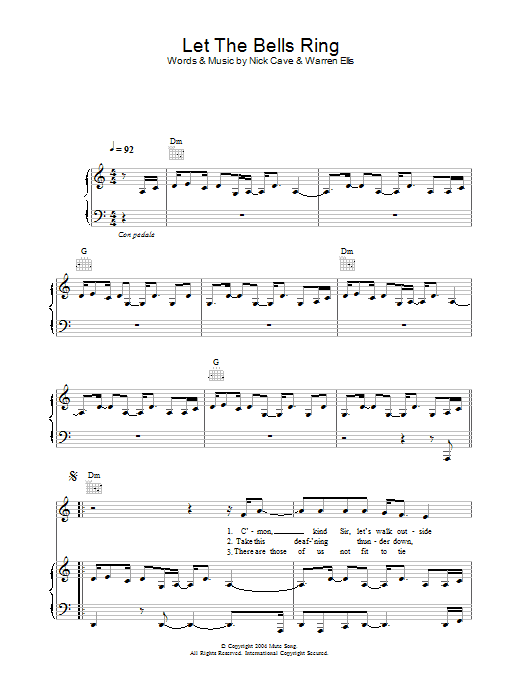 Nick Cave Let The Bells Ring Sheet Music Notes & Chords for Piano, Vocal & Guitar - Download or Print PDF