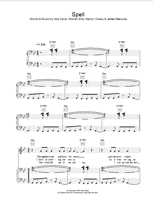 Nick Cave Spell Sheet Music Notes & Chords for Piano, Vocal & Guitar - Download or Print PDF