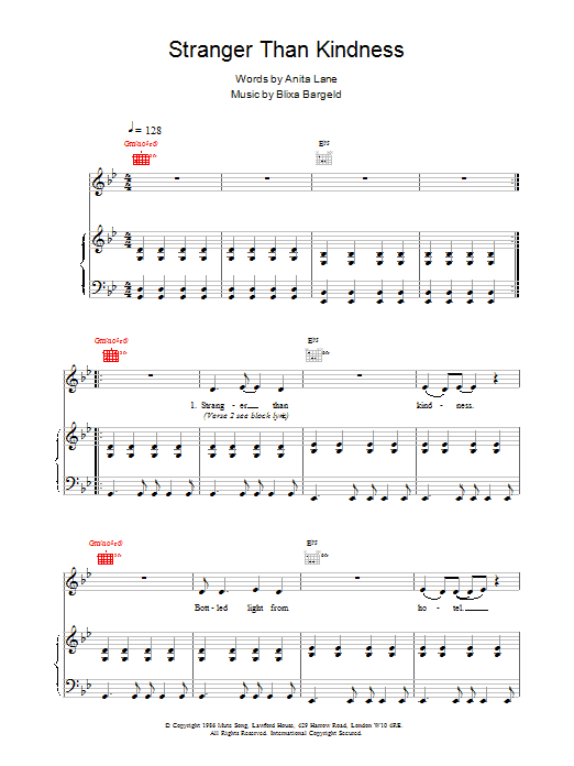 Nick Cave Stranger Than Kindness Sheet Music Notes & Chords for Piano, Vocal & Guitar - Download or Print PDF
