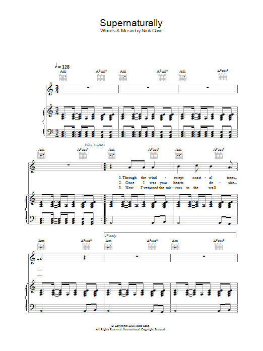 Nick Cave Supernaturally Sheet Music Notes & Chords for Lyrics & Chords - Download or Print PDF