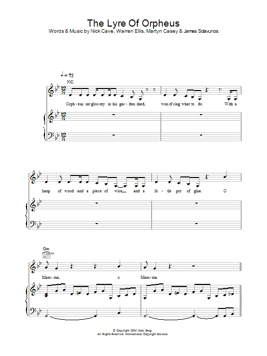 Nick Cave The Lyre Of Orpheus Sheet Music Notes & Chords for Piano, Vocal & Guitar - Download or Print PDF