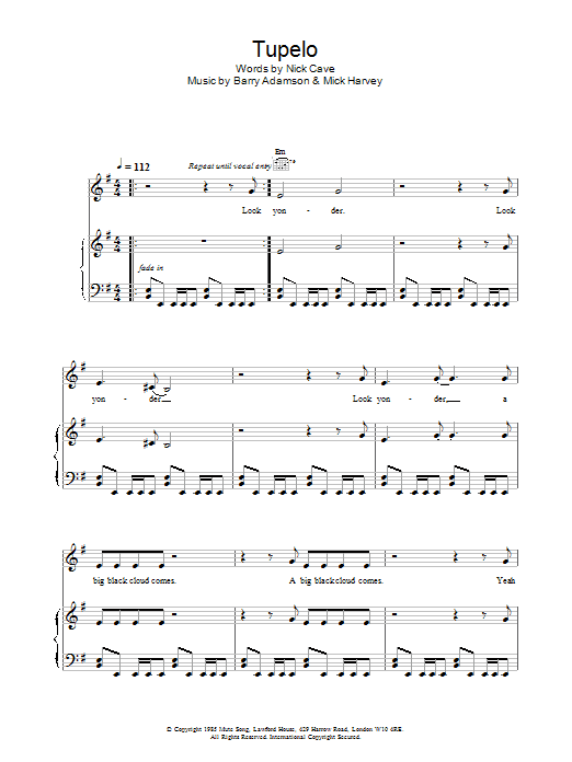 Nick Cave Tupelo Sheet Music Notes & Chords for Lyrics & Chords - Download or Print PDF