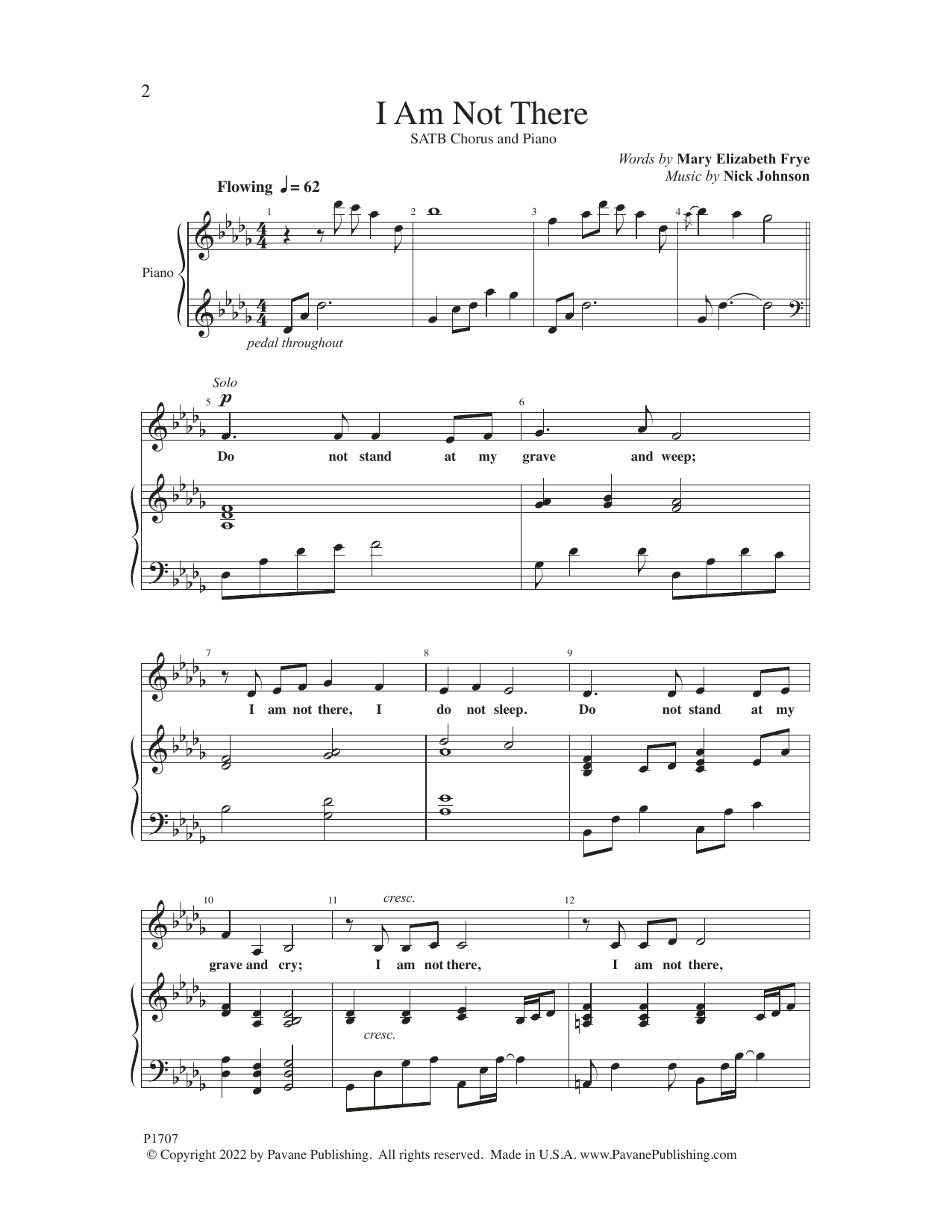 Nick Johnson I Am Not There Sheet Music Notes & Chords for SATB Choir - Download or Print PDF