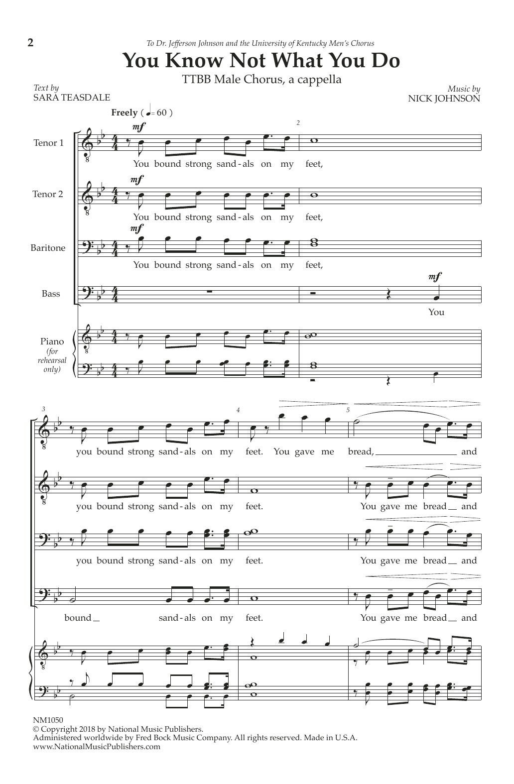 Nick Johnson You Know Not What You Do Sheet Music Notes & Chords for TTBB Choir - Download or Print PDF