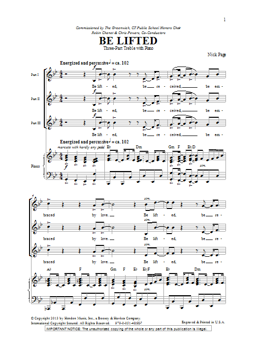 Nick Page Be Lifted Sheet Music Notes & Chords for SSA - Download or Print PDF