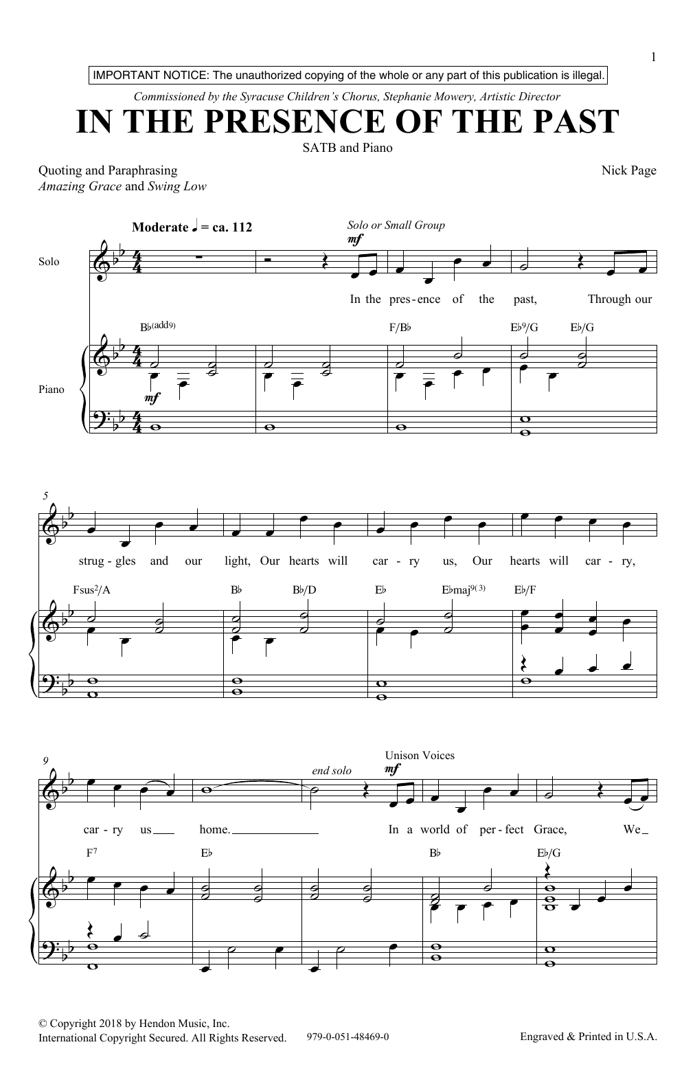 Nick Page In The Presence Of The Past Sheet Music Notes & Chords for SATB - Download or Print PDF