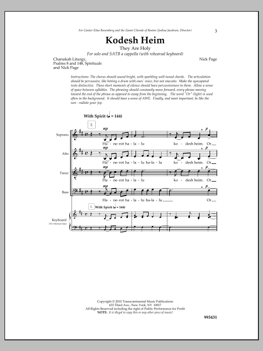 Nick Page Kodesh Heim Sheet Music Notes & Chords for Choral - Download or Print PDF