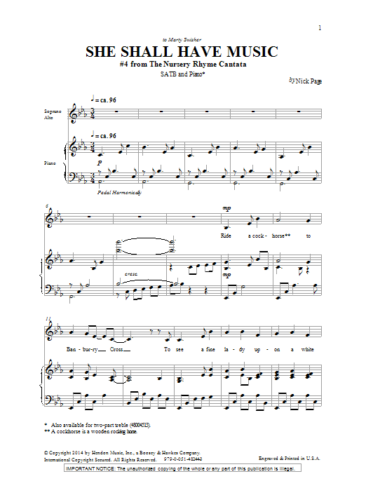 Nick Page She Shall Have Music Sheet Music Notes & Chords for SATB - Download or Print PDF