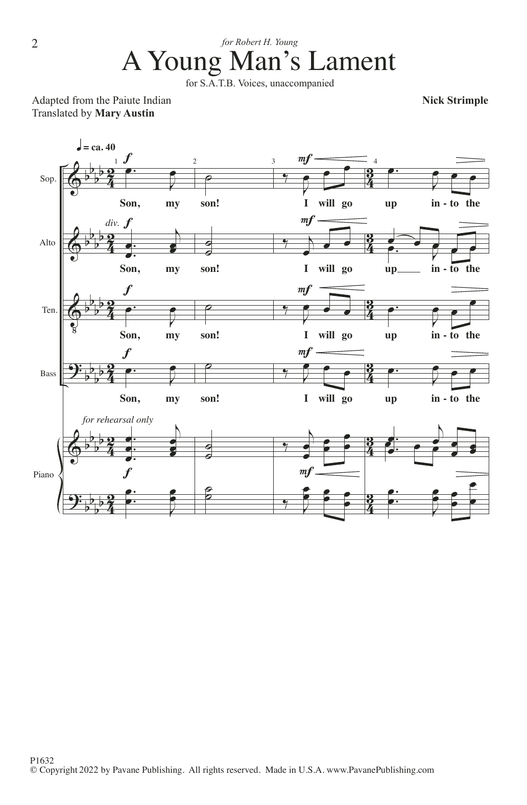 Nick Strimple A Young Man's Lament Sheet Music Notes & Chords for SATB Choir - Download or Print PDF