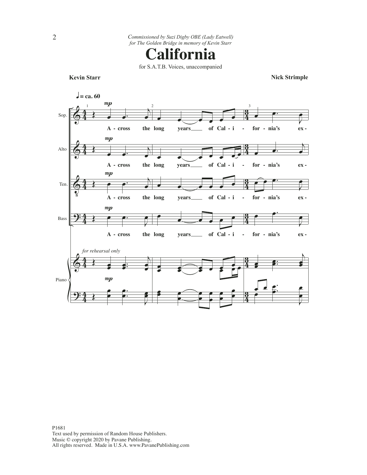 Nick Strimple California Sheet Music Notes & Chords for SATB Choir - Download or Print PDF