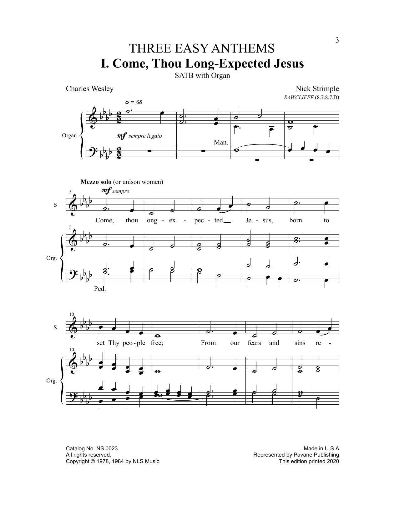 Nick Strimple Come, Thou Long-Expected Jesus Sheet Music Notes & Chords for SATB Choir - Download or Print PDF